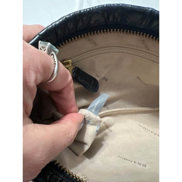 Vintage Y2K Brahmin Black Alden Croc Embossed Leather Wristlet - Picture 7 of 8